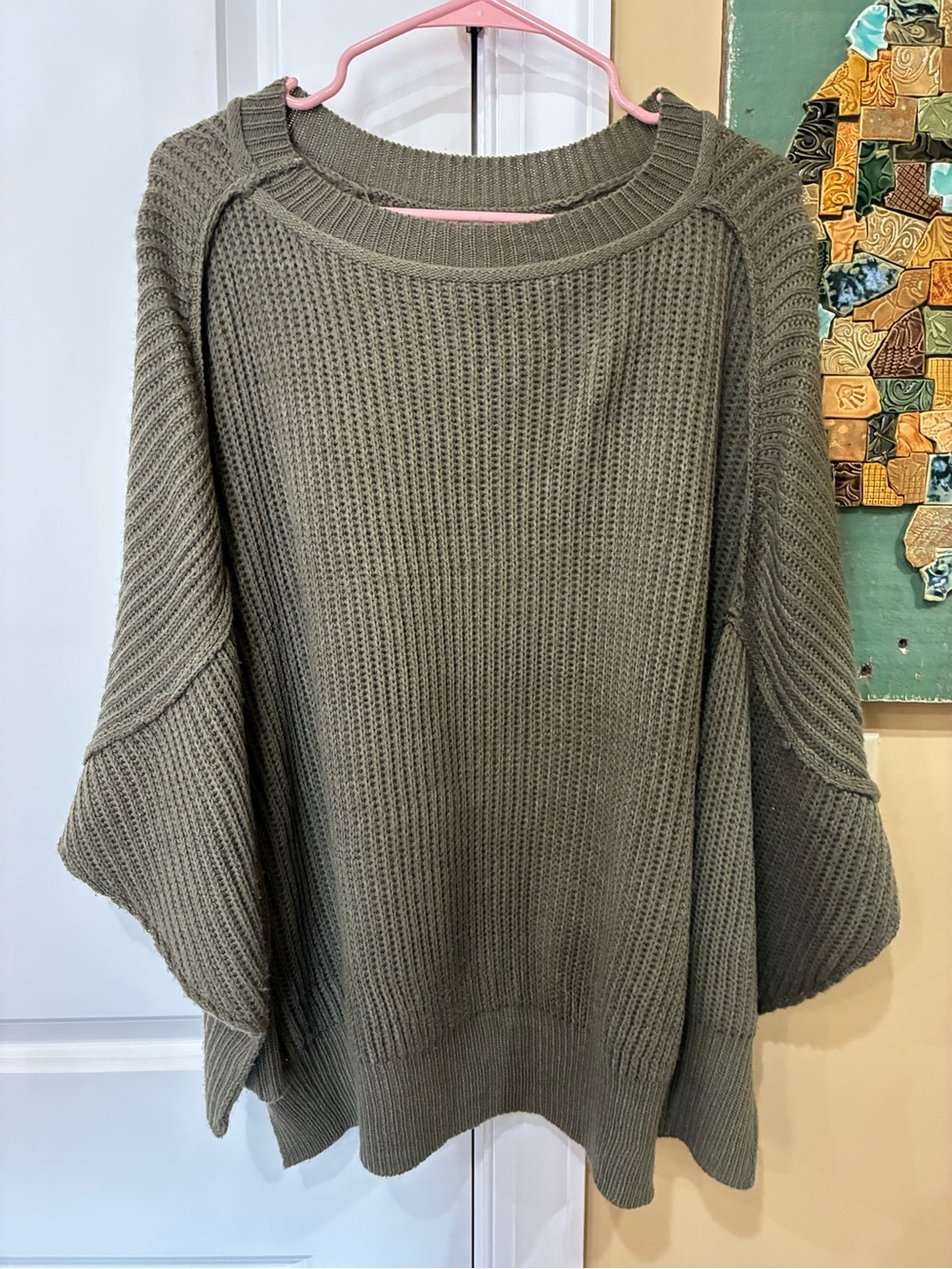 glam Olive Knit Boatneck Sweater